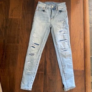 American Eagle ne(x)t level ripped low rise jeggings/skinny jeans, size 0 short